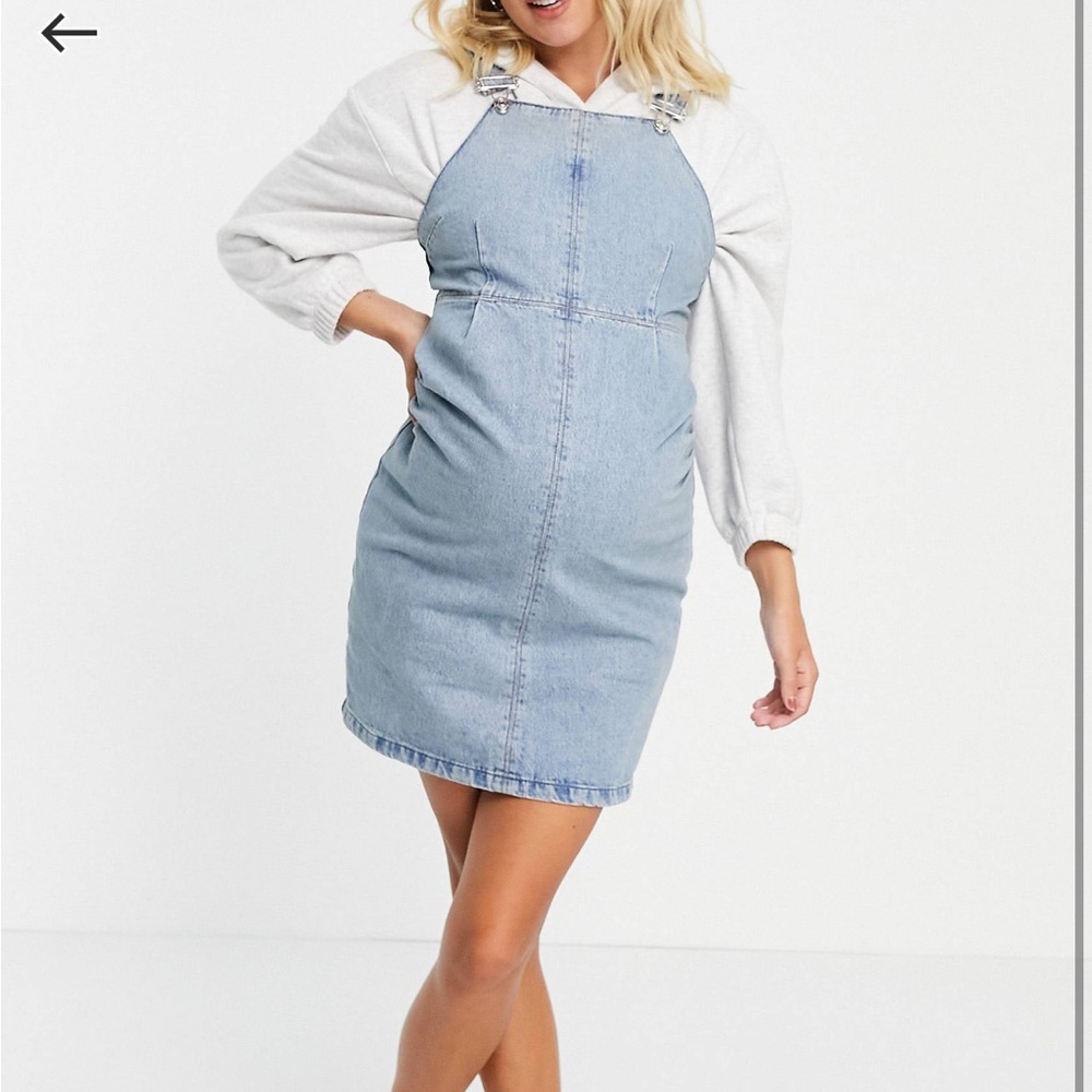 ASOS DESIGN Maternity Overalls Dress in Midwash Blue